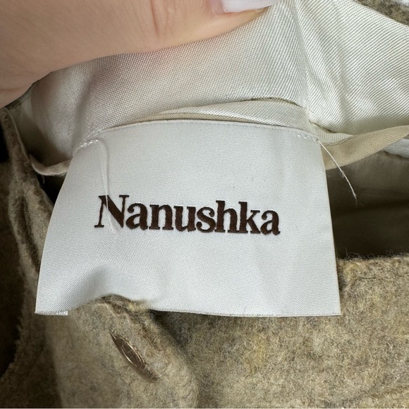 Nanushka Drew Wool Flared Trousers Pants in Pebble Tan Size Small - Picture 6 of 8